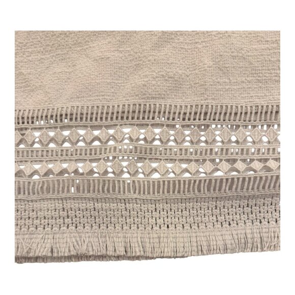 LIZ CLAIBORNE women's vintage white sleeveless beach shirt with fringe detail - Picture 4 of 5